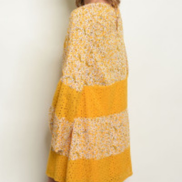 MUSTARD YELLOW FLORAL TUNIC DRESS - Picture 7 of 8